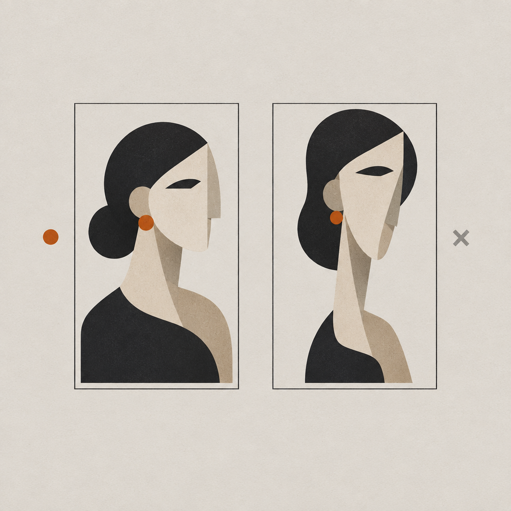Illustration of an approved reference beside a rejected one with different proportions