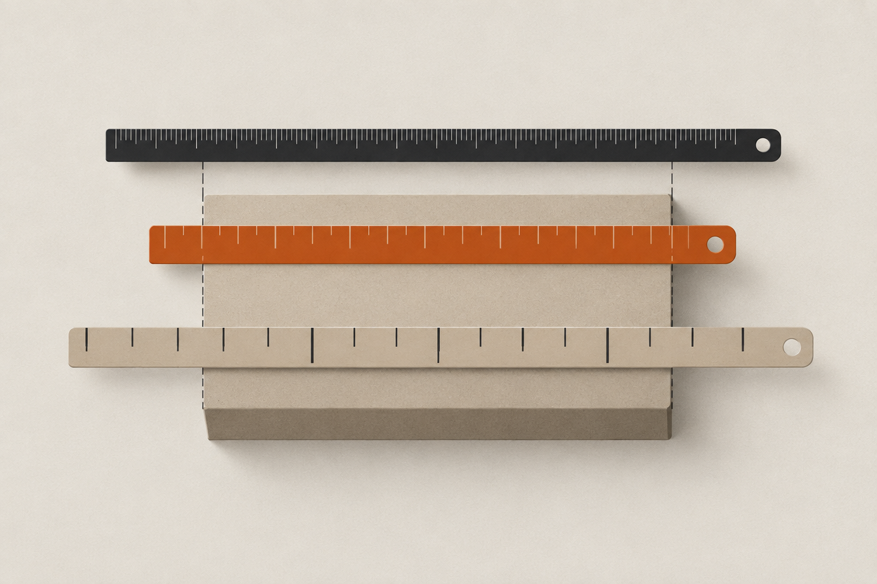Illustration of three differently scaled rulers measuring the same object to different values