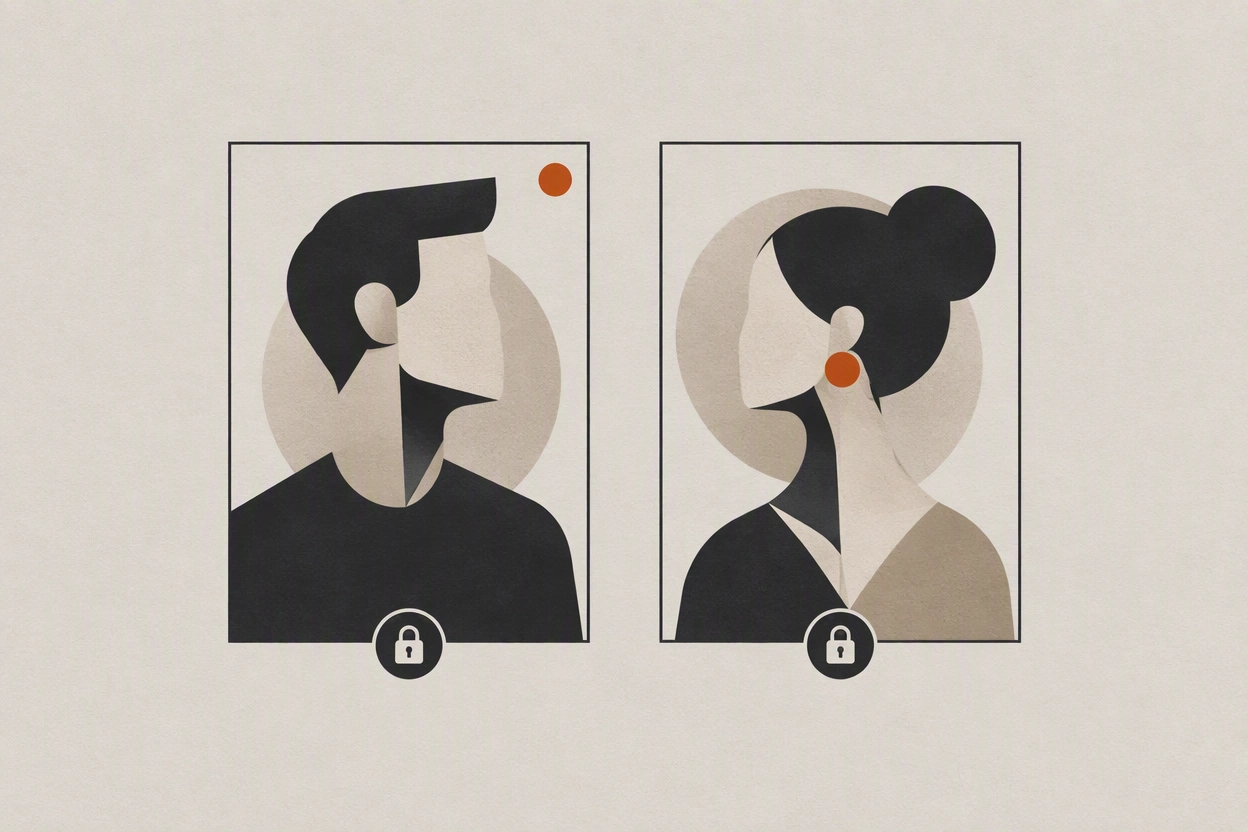 Illustration of two distinct character forms side by side, each in its own frame