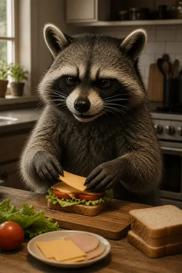 AI-generated image of a raccoon character created with FORGR