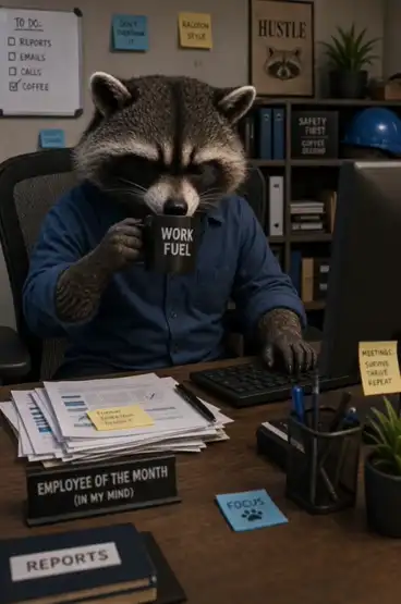 AI-generated video of a raccoon character created with FORGR