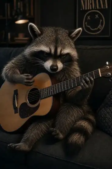 AI-generated video of a raccoon character created with FORGR